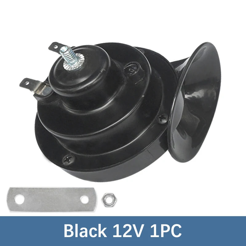 צופר רכבת חשמלי 12V בעוצמה גבוהה – עמיד למים, מתאים לרכב, אופנוע, משאית וסירה. כולל רמקול/צופר אוניברסלי עם אות קול חזק.