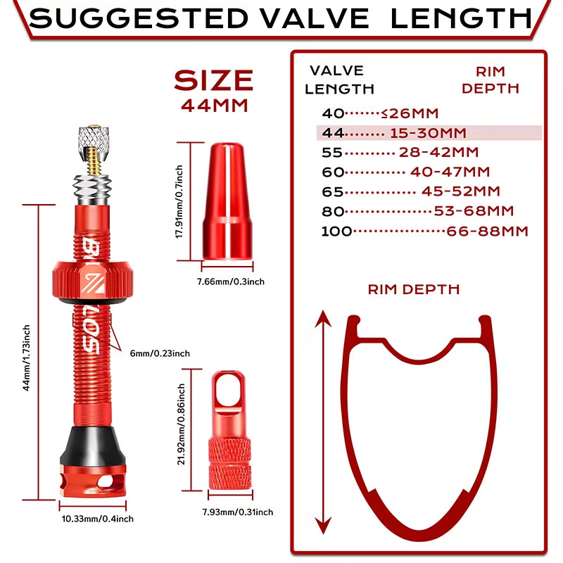 40/44/55/60/65/80/100Mm Tubeless Valves Bike Aluminum Alloy Presta Nipples Removable Core Air Valve for Road MTB Bicycle
