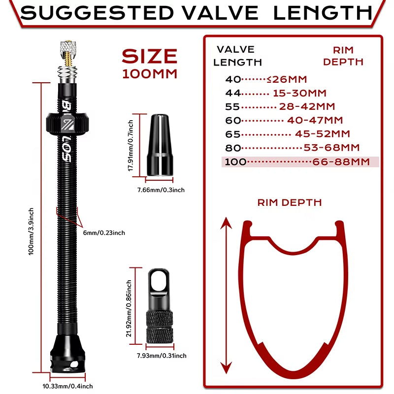 40/44/55/60/65/80/100Mm Tubeless Valves Bike Aluminum Alloy Presta Nipples Removable Core Air Valve for Road MTB Bicycle
