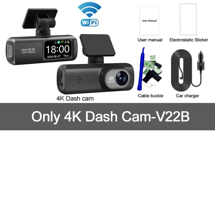 מצלמת דרך לרכב UHD 4K עם Wi-Fi – עדשה קדמית ואחורית