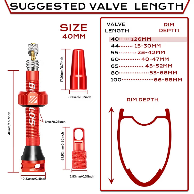 40/44/55/60/65/80/100Mm Tubeless Valves Bike Aluminum Alloy Presta Nipples Removable Core Air Valve for Road MTB Bicycle