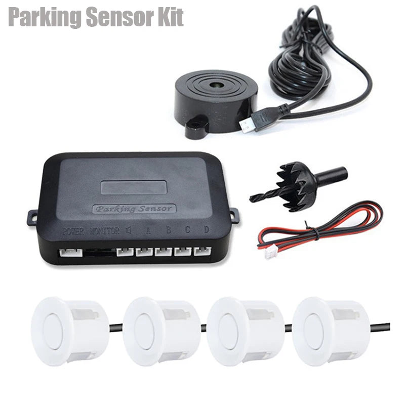 12V 22Mm Car Parking Sensor Kit Universal 4 Sensors Buzzer Reverse Backup Radar Sound Alert Indicator Probe System