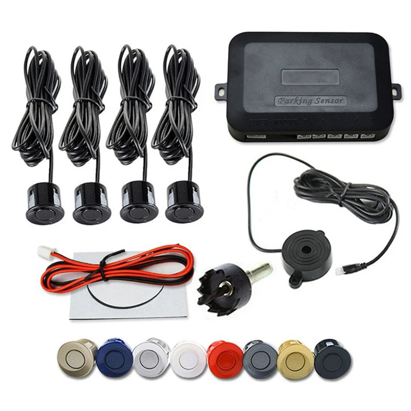 12V 22Mm Car Parking Sensor Kit Universal 4 Sensors Buzzer Reverse Backup Radar Sound Alert Indicator Probe System