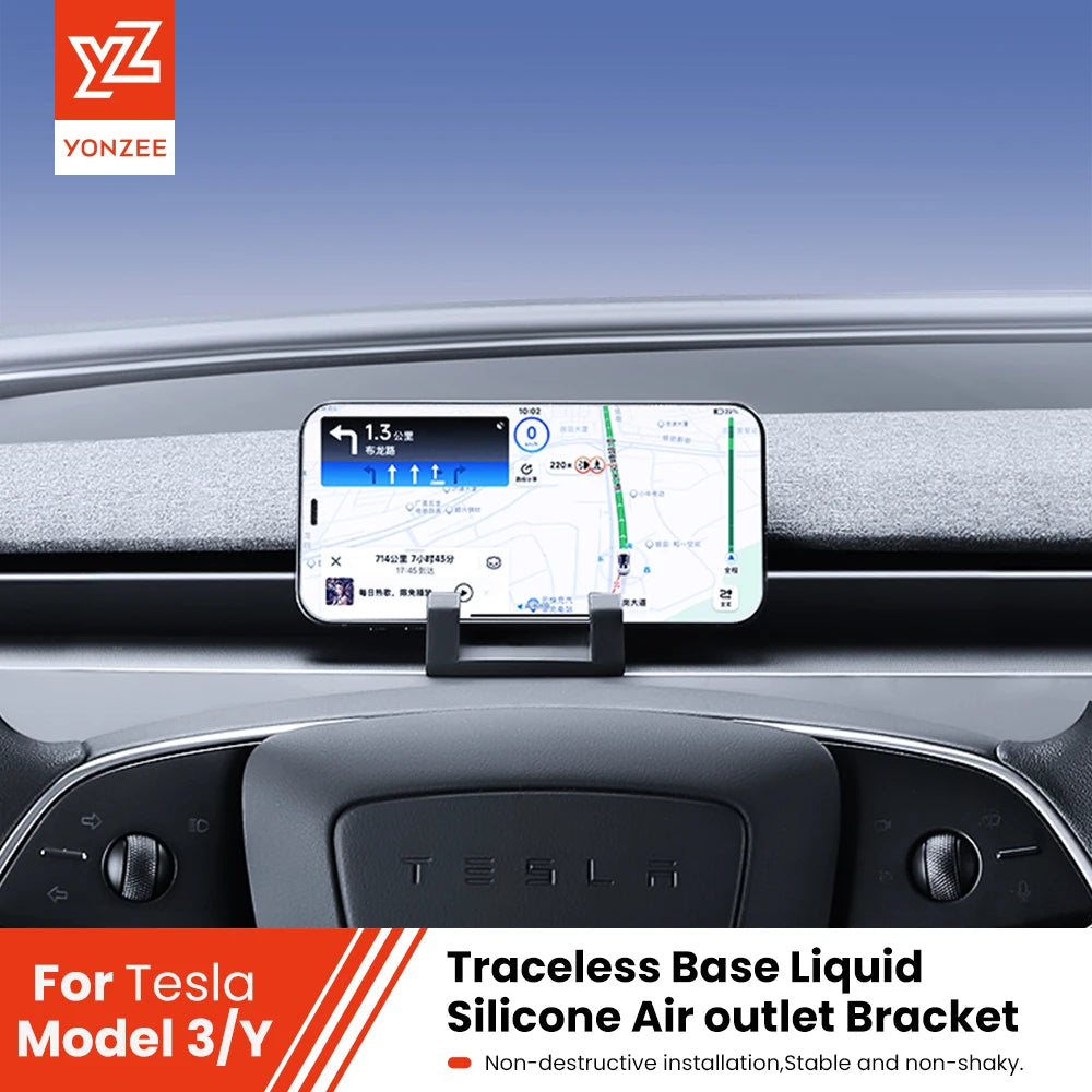 for Tesla Model 3 Y Highland Juniper Car Phone Holder Air Vent Clip Mobile Cell Phone Stand in Car Liquid Silicone Air Outle
