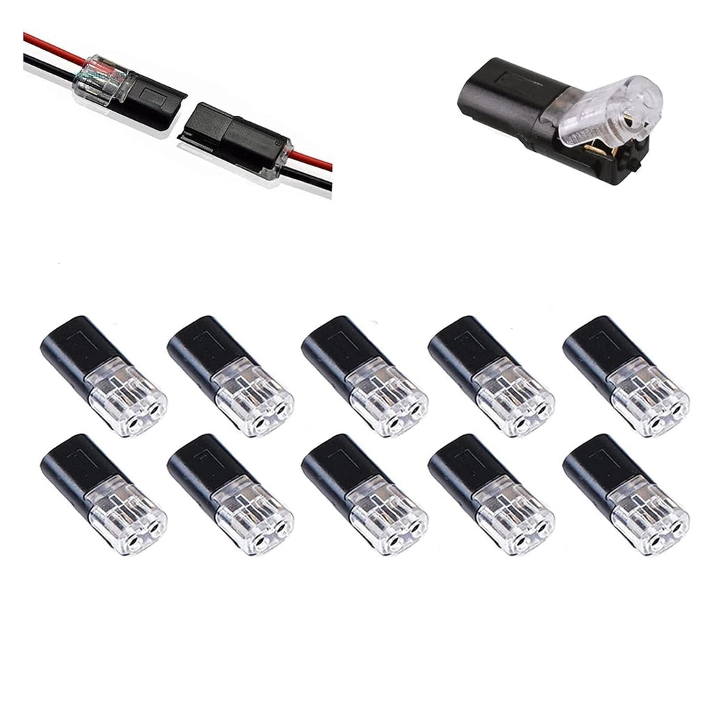 10/20Pcs Double-Wire Plug-In Connector with Locking Buckle Pluggable LED Wire Connector 2 Pin 2 Way Universal Compact Wire