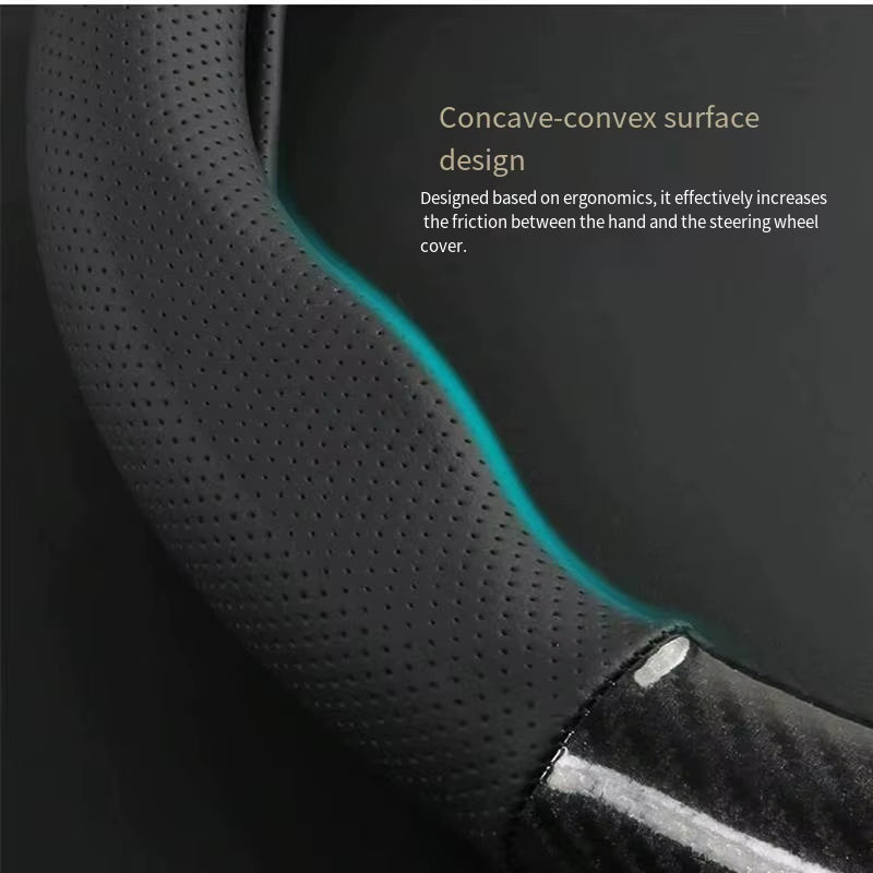 Carbon Fiber Car Steering Wheel Cover, Breathable and Sporty, All Season Universal anti Slip and Wear-Resistant Handle Cover