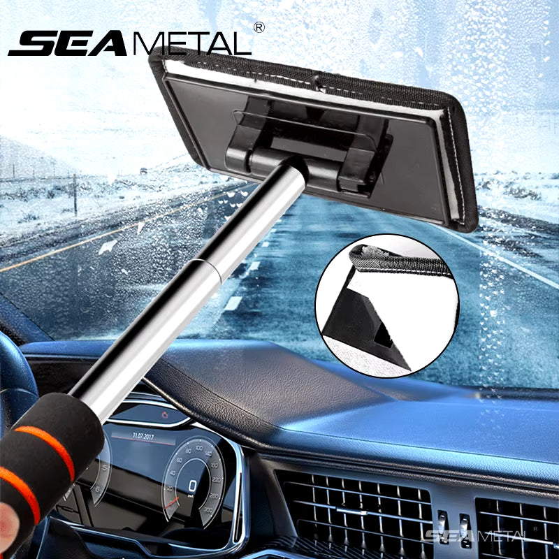 SEAMETAL Car Front Windshield Defogging Brush Telescopic Long Handle Car Household Glass Clean Brushes Dust Remover Tool