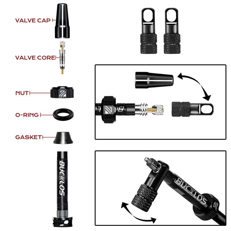 40/44/55/60/65/80/100Mm Tubeless Valves Bike Aluminum Alloy Presta Nipples Removable Core Air Valve for Road MTB Bicycle