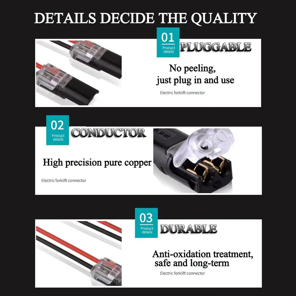 10/20Pcs Double-Wire Plug-In Connector with Locking Buckle Pluggable LED Wire Connector 2 Pin 2 Way Universal Compact Wire