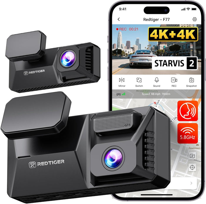 מצלמת דרך לרכב F77 – 4K+4K דו-ערוצית