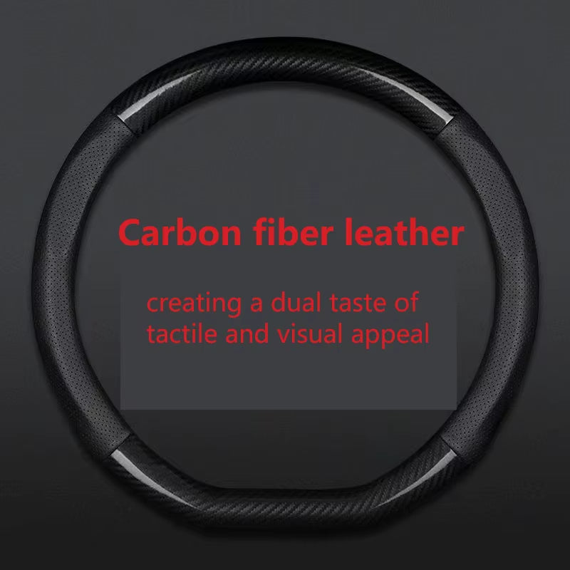 Carbon Fiber Car Steering Wheel Cover, Breathable and Sporty, All Season Universal anti Slip and Wear-Resistant Handle Cover
