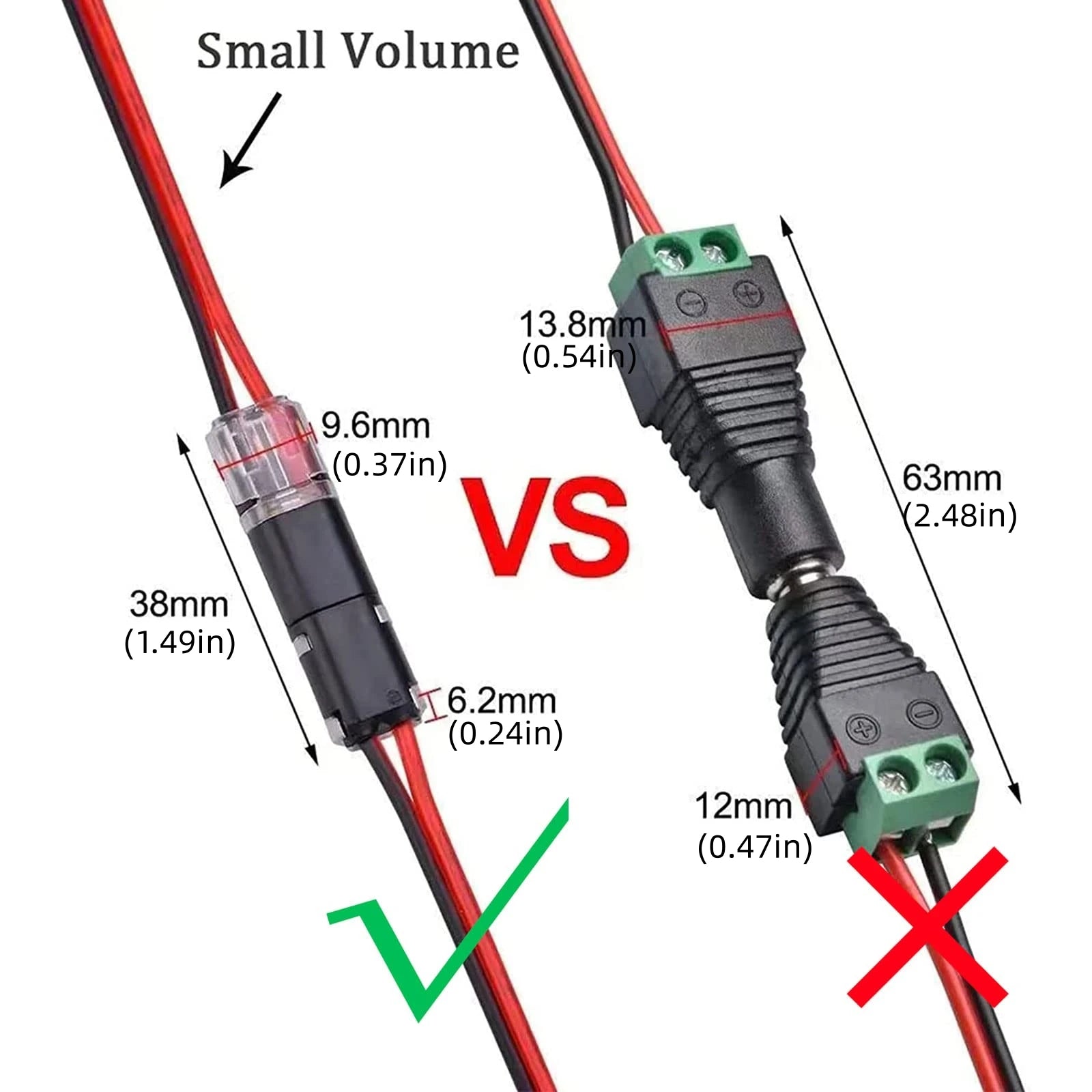 10/20Pcs Double-Wire Plug-In Connector with Locking Buckle Pluggable LED Wire Connector 2 Pin 2 Way Universal Compact Wire