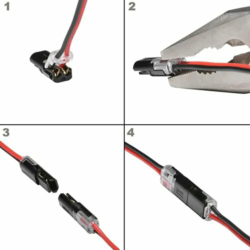 10/20Pcs Double-Wire Plug-In Connector with Locking Buckle Pluggable LED Wire Connector 2 Pin 2 Way Universal Compact Wire