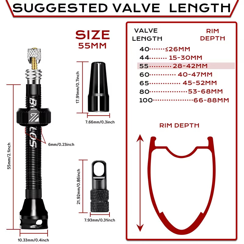 40/44/55/60/65/80/100Mm Tubeless Valves Bike Aluminum Alloy Presta Nipples Removable Core Air Valve for Road MTB Bicycle
