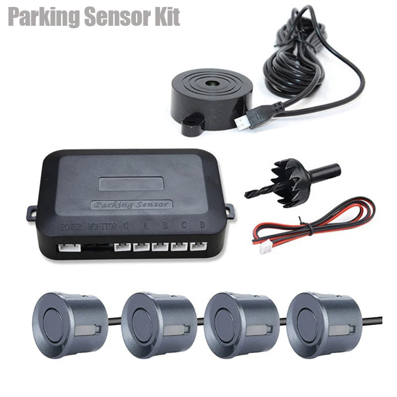 12V 22Mm Car Parking Sensor Kit Universal 4 Sensors Buzzer Reverse Backup Radar Sound Alert Indicator Probe System
