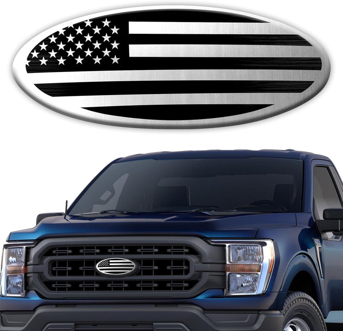 סמל דגל ארה״ב לרכב Ford – 9 אינץ' | כסוף