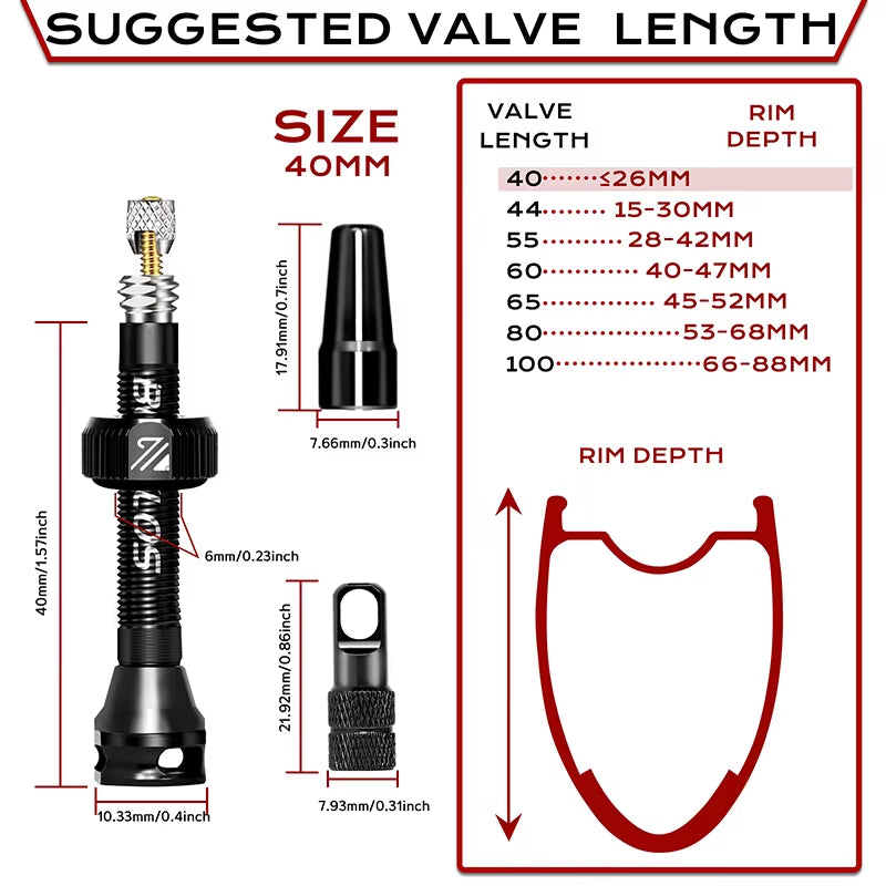 40/44/55/60/65/80/100Mm Tubeless Valves Bike Aluminum Alloy Presta Nipples Removable Core Air Valve for Road MTB Bicycle