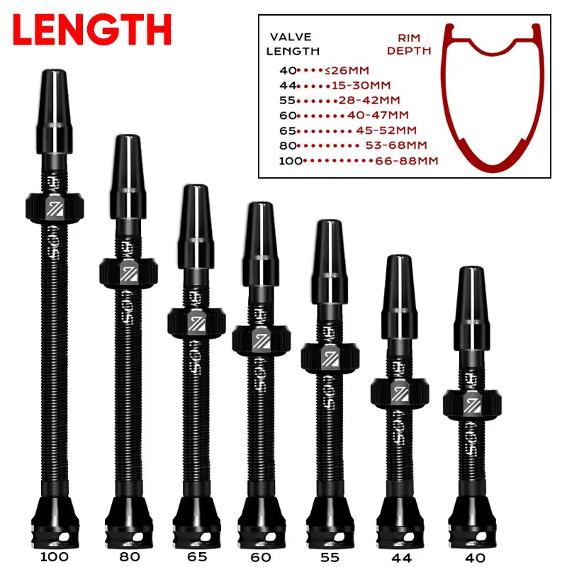 40/44/55/60/65/80/100Mm Tubeless Valves Bike Aluminum Alloy Presta Nipples Removable Core Air Valve for Road MTB Bicycle