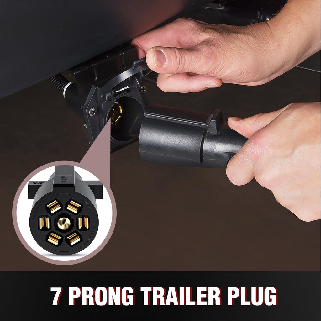 7Way 12FT 7 Way Trailer Extension Cord Heavy Duty | Plug Inline Cord for Truck Camper Blade Molded RV Cable Wire Weatherproof Corrosion Resistant 7 Pin Trailer Plug Wire Harness
