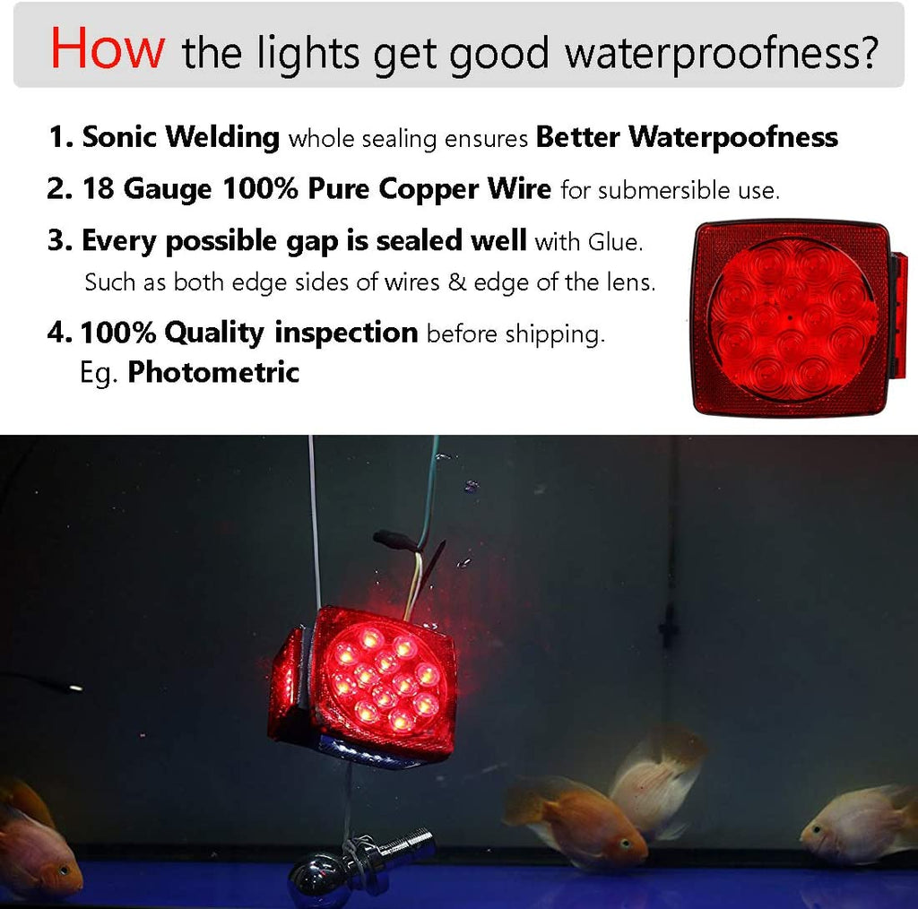 12V Submersible LED Trailer Light Kit, under 80 Inch Boat Utility | Trailer Lights and Wiring Kit for Utility Trailer, Boat Trailer, Jet Ski, Waterproof