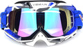 Motorcycle Motocross Goggles ATV Racing Goggles Dirt Bike Tactical Riding Motorbike Goggle Glasses, Bendable Windproof Dustproof Scratch Resistant Protective Safety Glasses (Blue)