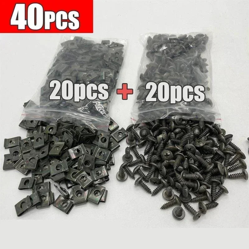 Car Fastener Clip U-Type Metal Screw Clip Tools for Motorcycle Engine Undertray Splash Shield Guard Bumper Screw Car Accessories